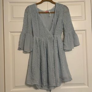 Free people light blue sequin winter solstice dress